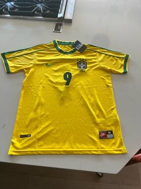 Nike Yellow Brazil Soccer r9 Jersey 1998